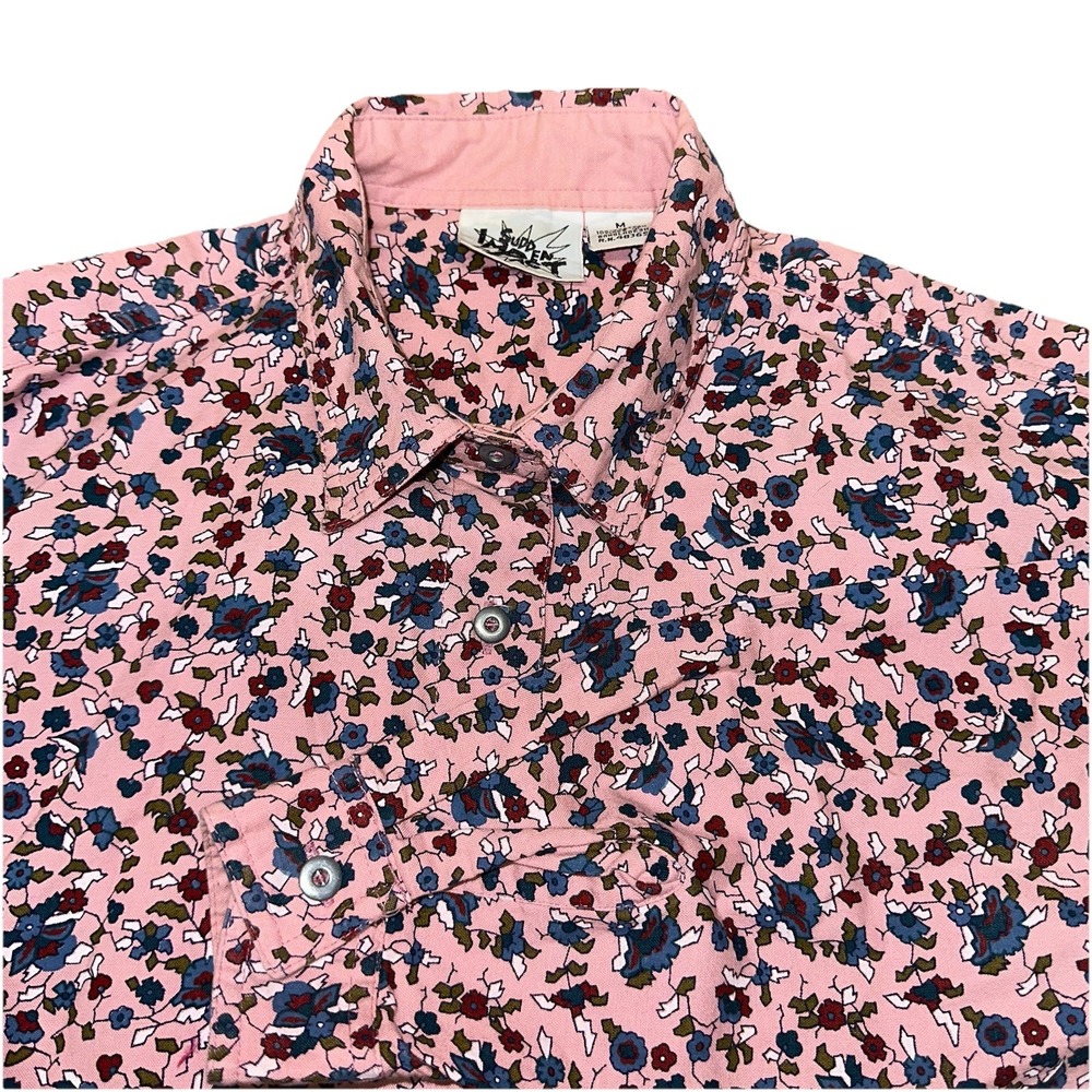 Sudden Impact Vintage 90's Pink Floral Button Up Long Sleeve Blouse Women's M